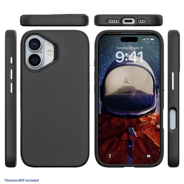 iPhone 16 Rugged Shockproof Case Cover: MagSafe Compatible, High-Quality, Fingerprint-Resistant, Hard Protection - Black